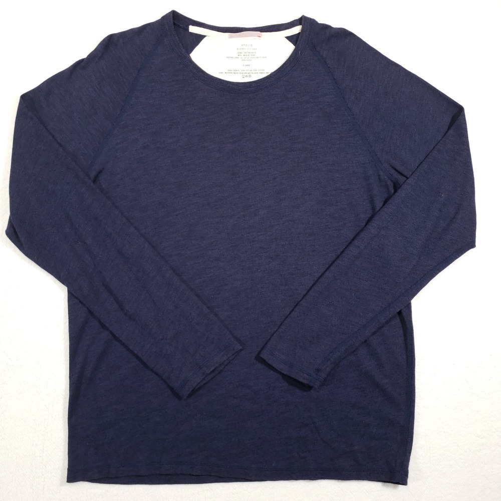 Apolis Global Citizen‎ Sweater Mens XL Navy Blue Cotton Viscose Raglan Knit